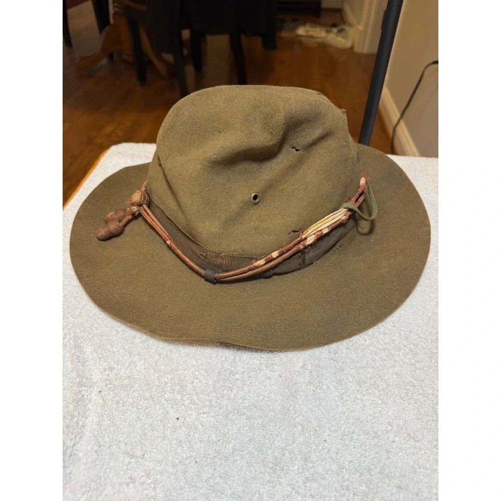 WW1 US Army M1911 Service Campaign Felt Hat Acorn Chinstrap Sweatband Size 6 7/8